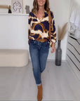 V-neck printed casual top