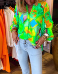 Long-sleeved colorful casual blouse