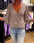 Deep V Neck Long Sleeve Top