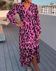 V Neck Leopard Printed Dress