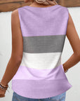 Striped button pleated tank top