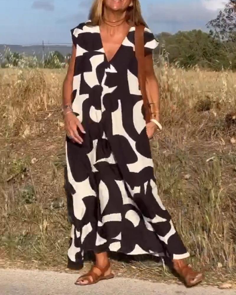 V-neck printed dress