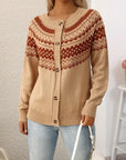 Elegant Geometric Pattern Knit Cardigan for Women