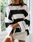 Chloe | Striped Crew Neck Pullover Sweater