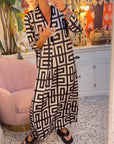 V-neck geometric print dress