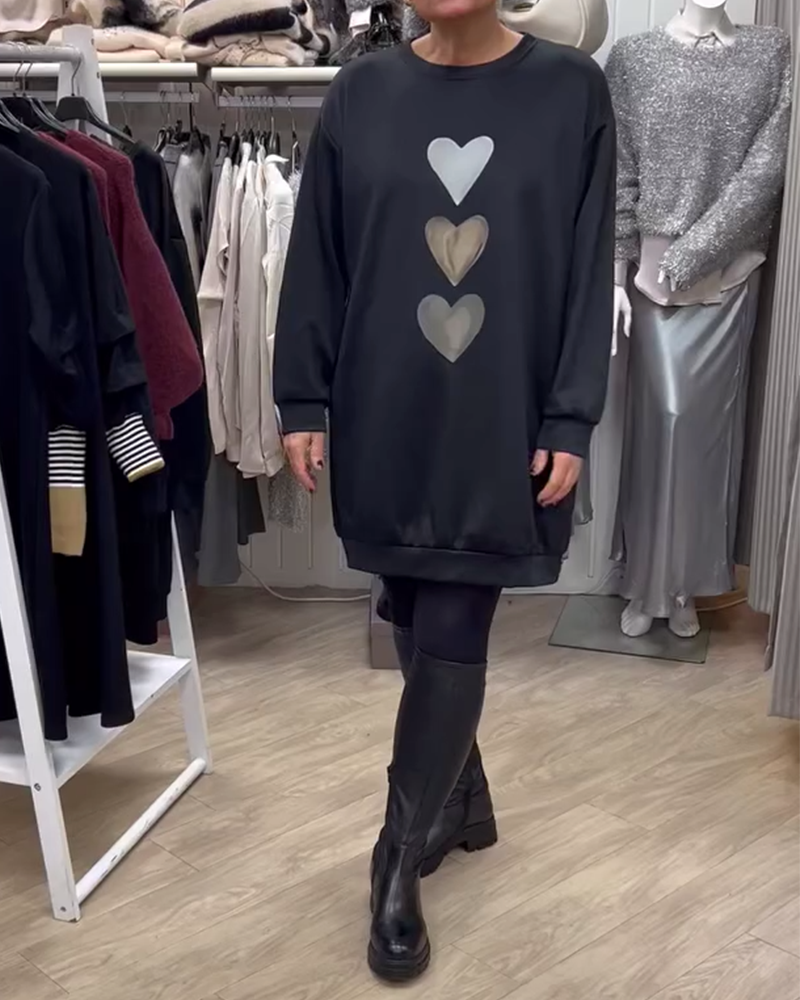 Casual Heart Pattern Shift Dress