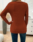 Pit Strip V-Neck Long Sleeve Sweater