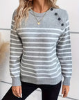 Striped Button Front Sweater