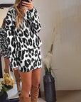 Fashionable leopard print long-sleeve hip dress