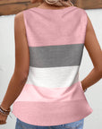 Striped button pleated tank top