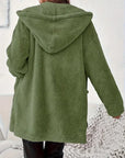 Women's Elegant Zipper Patch Pocket Long Sleeve Plush Hooded Coat