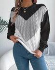 Women's Elegant Color Block Crew Neck Sweater