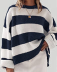 Chloe | Striped Crew Neck Pullover Sweater