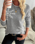 Snowflake Pattern Crew Neck Sweater