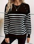 Striped Button Front Sweater