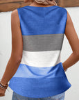 Striped button pleated tank top