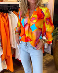 Long-sleeved colorful casual blouse