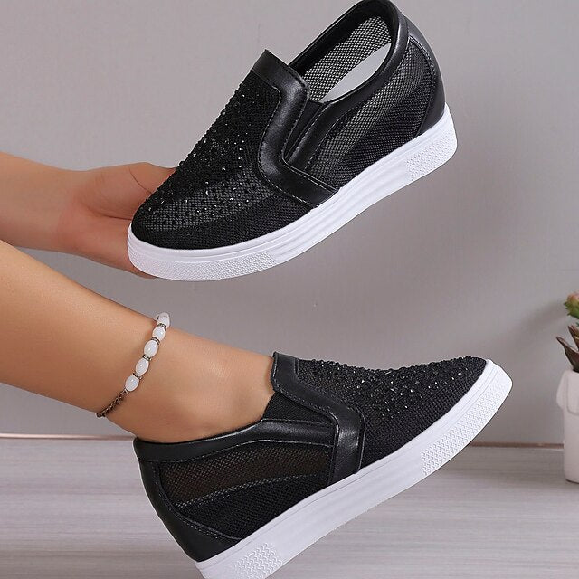 Women&#39;s Sneakers With White Crystals