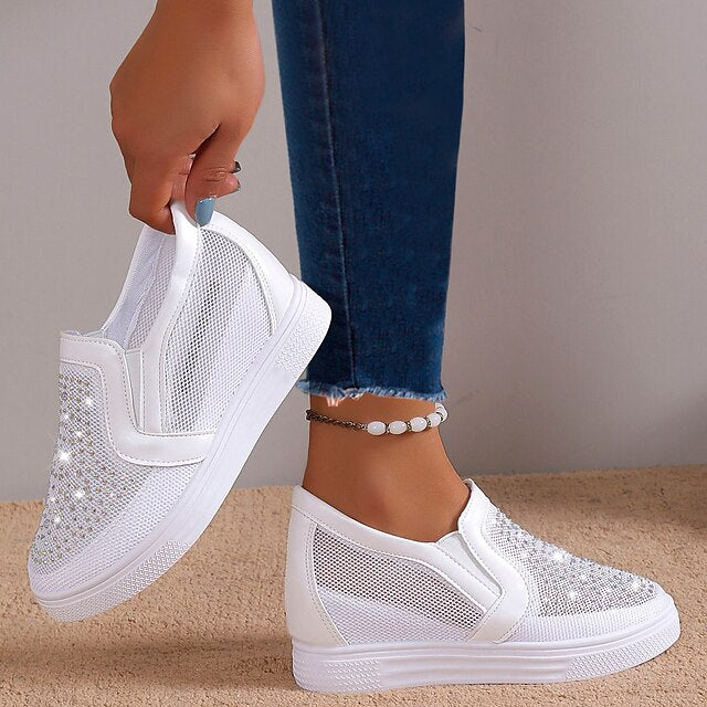 Women&#39;s Sneakers With White Crystals