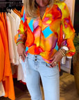 Long-sleeved colorful casual blouse