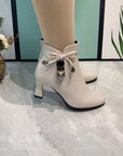 Fashion Pointed Toe Ankle Boots With Bow