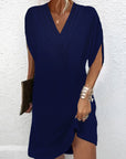 Slit sleeve solid color elegant dress