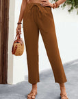 Drawstring Mid-Waist Casual Trousers