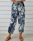 High Waist Drawstring Retro Printed Pants