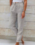 Elastic Waist Cotton Linen Wide-Leg Pants