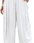 Elastic Waist Pleated Wide Leg Pants