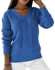 Women's Casual Knitted V-neck Sweater