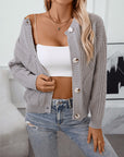 Women Casual Ribbed Button Down Cardigan