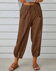 High Waist Wide Leg Cotton Pants