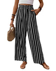 Striped Ruffle Wide-Leg Pants