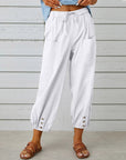 High Waist Wide Leg Cotton Pants