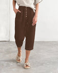 Button Cotton Linen Casual Pants