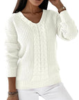 Women's Casual Knitted V-neck Sweater