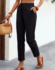 Drawstring Mid-Waist Casual Trousers