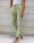 Elastic Waist Cotton Linen Wide-Leg Pants