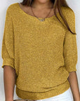 Women's Round Neck 3/4 Sleeve Sweater