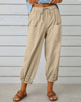 High Waist Wide Leg Cotton Pants