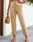 Drawstring Mid-Waist Casual Trousers