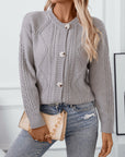 Women Casual Ribbed Button Down Cardigan