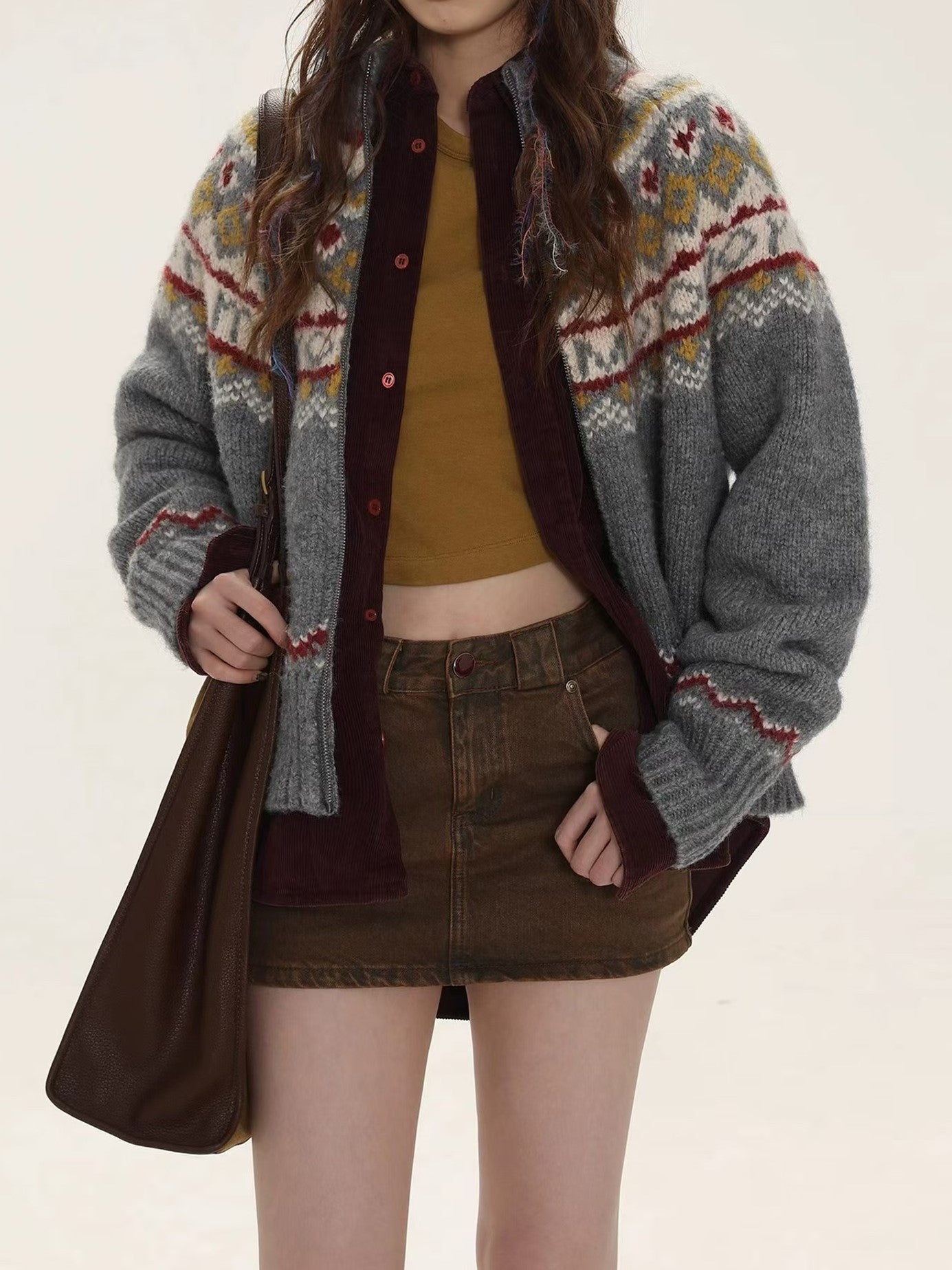 Women&#39;s Winter Thickened Turtleneck Knitted Cardigan