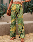 Tropical High Waist Wide-Leg Trousers