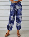 High Waist Drawstring Retro Printed Pants