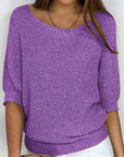 Women's Round Neck 3/4 Sleeve Sweater