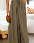 High Waist Elastic Wide-Leg Pants