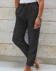 Elastic Waist Cotton Linen Wide-Leg Pants