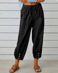 High Waist Wide Leg Cotton Pants